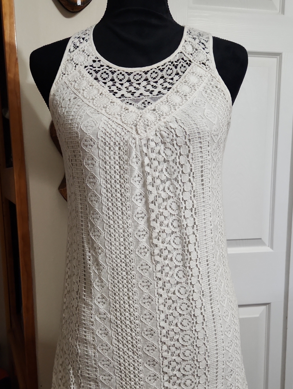 Xhilaration Ivory Crochet Racerback Mini Dress